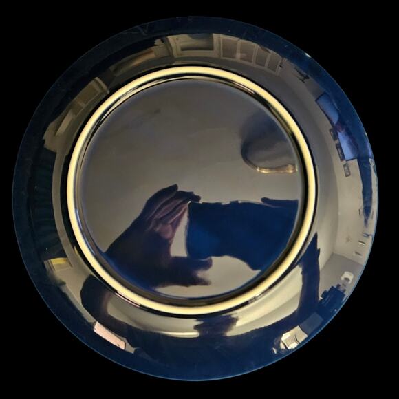 Set of 4 Vintage Blue Ceramic Plates 7.5" Glossy Finish Modern Minimalist - Picture 2 of 5